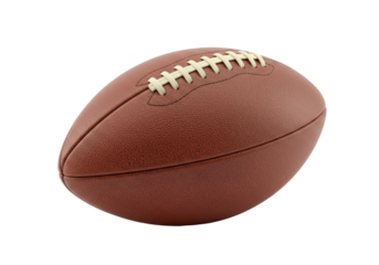 Isolated American football on a solid base with detailed leather texture and seams in 3D