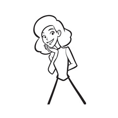 Beautiful Woman in Formal Dress Black and White Illustration Vector Art Design