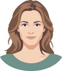 Flat Style Detailed Illustration of Attractive Brunette Haired Woman Portrait