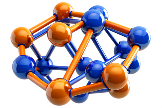 Molecular structure of a chemical compound isolated on transparent background