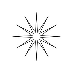 Simple outline of a twelve pointed star on transparent background