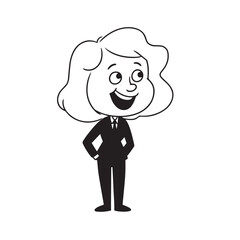 Beautiful Woman in Formal Dress Black and White Illustration Vector Art Design