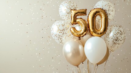 Golden Foil Balloons for 50th Birthday Celebration