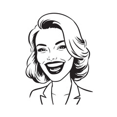 Beautiful Woman in Formal Dress Black and White Illustration Vector Art Design