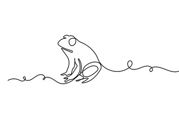 Frog sitting continuous one line drawing minimalist style isolate outline vector illustration
