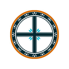 Obraz premium Solar Wheel Sun Cross Ancient Symbol Graphic Solar Wheel Sun Cross A circle with an equalarmed cross representing the sun