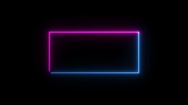 Animation of glowing neon rectangles abstract background