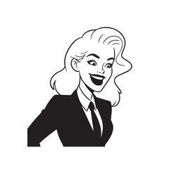 Beautiful Woman in Formal Dress Black and White Illustration Vector Art Design