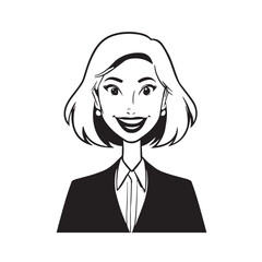 Beautiful Woman in Formal Dress Black and White Illustration Vector Art Design