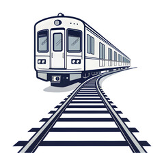 Modern white subway train on tracks at night