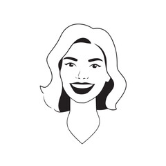 Beautiful Woman in Formal Dress Black and White Illustration Vector Art Design