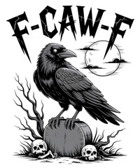 F-Caw-F Funny Raven PNG Illustration T-shirt