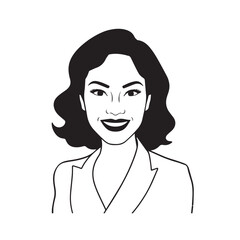 Beautiful Woman in Formal Dress Black and White Illustration Vector Art Design