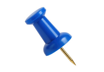 Isolated push pin with gold point ready for use, notice board tool or office supply
