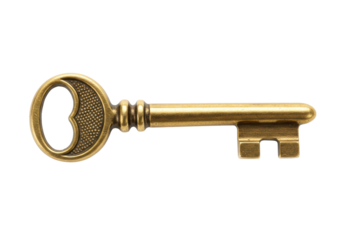 Isolated antique brass skeleton key object artifact relic historical treasure object prop