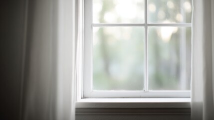 Fototapeta premium translucent. Minimalist white window frame with translucent panels filtering soft daylight. real-estate listings, architecture portfolios, designed for interior renovation comparisons for interiors.