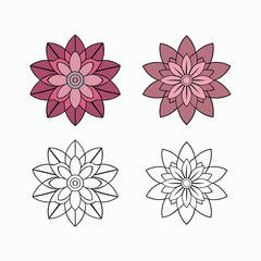 Flower Mandala Pattern Decorative Floral Ornament Outline Design Vector Illustration