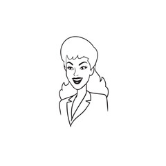 Beautiful Woman in Formal Dress Black and White Illustration Vector Art Design
