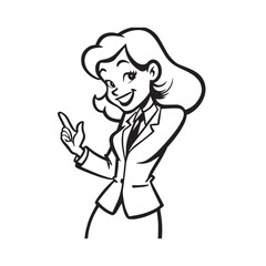 Beautiful Woman in Formal Dress Black and White Illustration Vector Art Design
