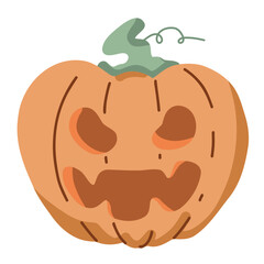 Glowing Halloween jack-o-lantern vector illustration. This smiling pumpkin with a carved face is ideal for decorations, party invites, and festive designs.

