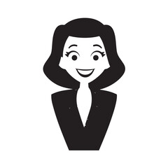 Beautiful Woman in Formal Dress Black and White Illustration Vector Art Design
