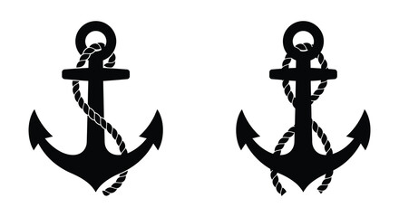 Two black nautical anchors with rope simple vector illustration design © mst