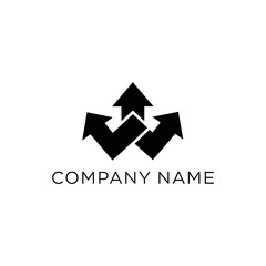 A black abstract logo with three arrows pointing in different directions, symbolizing growth and direction, with the text "COMPANY NAME" below.