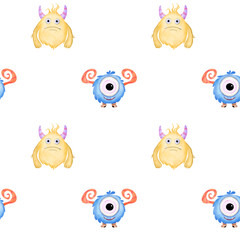 Colorful monsters in playful patterns create a fun backdrop for children's decoration