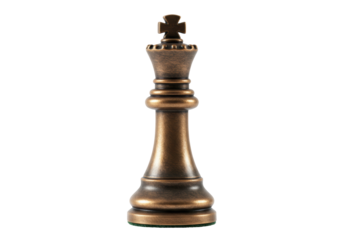 Isolated King chess piece strategy object is shown in the foreground against plain backdrop