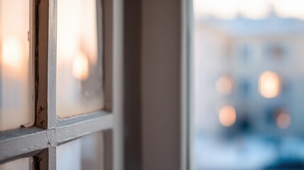 translucent. Minimalist white window frame with translucent panels filtering soft daylight. real-estate listings, architecture portfolios, designed for interior renovation comparisons for interiors.