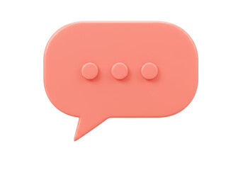 Isolated peach-colored chat bubble 3D rendering for online communication and messaging