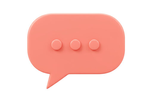 Isolated peach-colored chat bubble 3D rendering for online communication and messaging