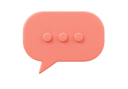 Isolated peach-colored chat bubble 3D rendering for online communication and messaging