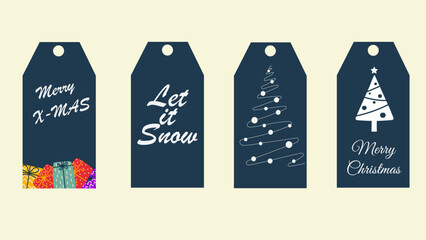 Christmas Gift Tags Collection with Santa Claus, Holiday Greetings, and Festive Illustrations	