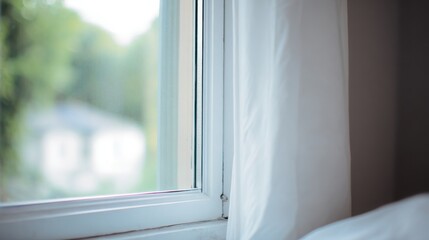 translucent. Minimalist white window frame with translucent panels filtering soft daylight. real-estate listings, architecture portfolios, designed for interior renovation comparisons for interiors.