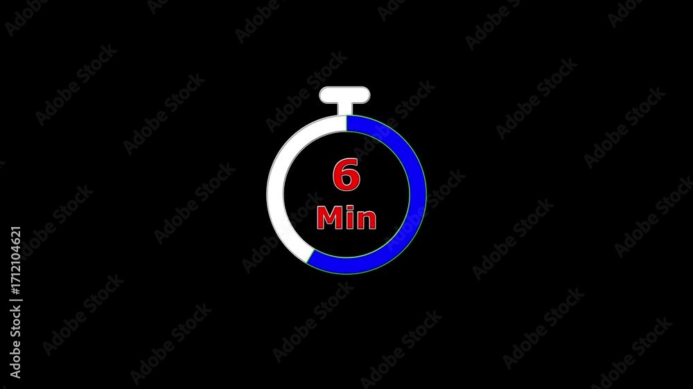 Poster circular timer countdown 11 to 0 minutes. 11 minute countdown clock animation. white, blue , red col