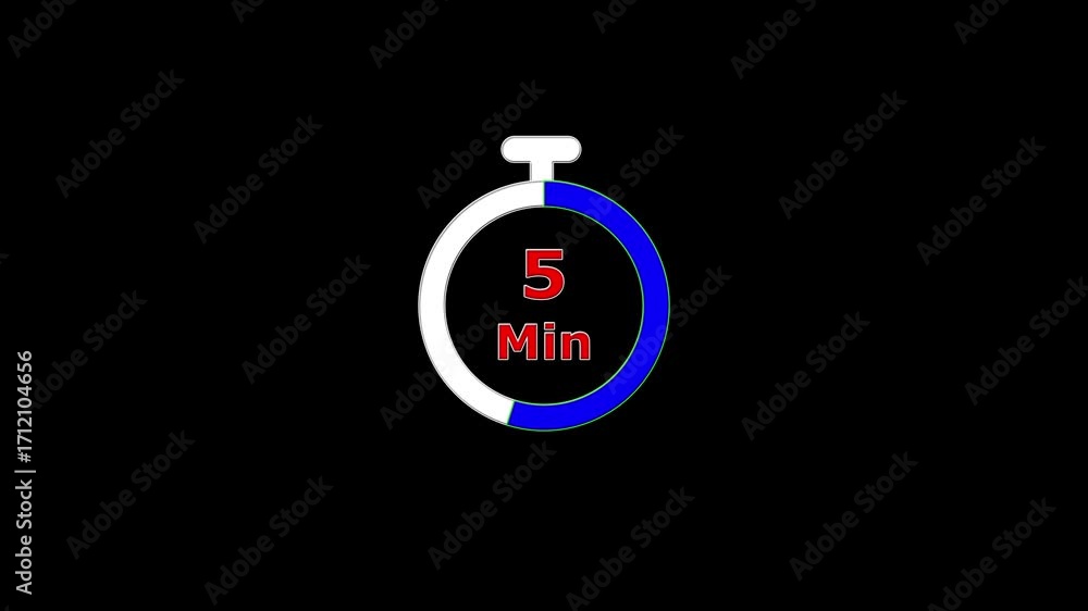 Poster circular timer countdown 10 to 0 minutes. 10 minute countdown clock animation. white, blue , red col