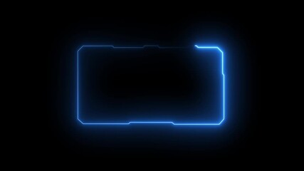 Glowing Futuristic digital blue color HUD icon cyber frame technology for video . Digital HUD futuristic motion graphic element cyber generated background. security hologram frame border 4k video