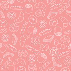 Repeat pattern of bakery on pink color background