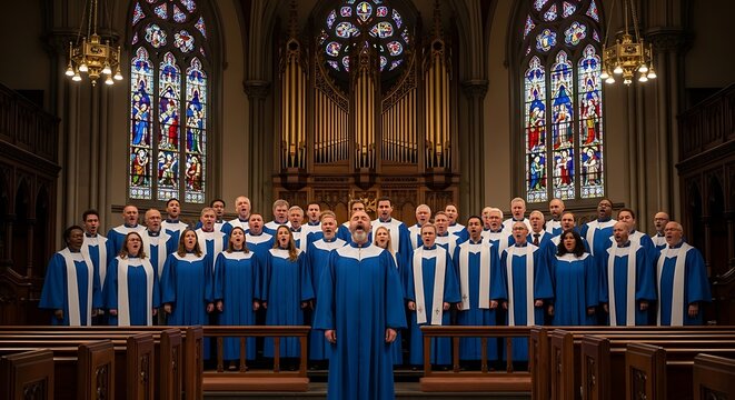 Choir sings in church.