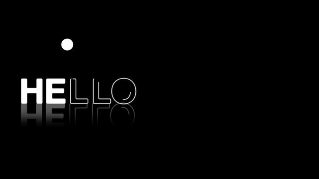  animated jumping or bouncing ball of Hello Autumn text word lettering typography glow neon reveal, Bright letters jump in the inscription theme video,motion seamless loop animation white type on blac