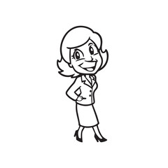 Beautiful Woman in Formal Dress Black and White Illustration Vector Art Design
