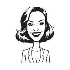 Beautiful Woman in Formal Dress Black and White Illustration Vector Art Design
