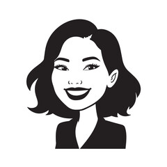 Beautiful Woman in Formal Dress Black and White Illustration Vector Art Design
