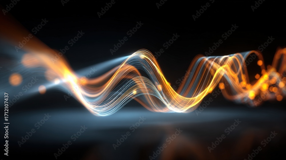 Poster abstract light waves flowing with energy and motion, high-tech visual effect for creative background