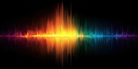 Vibrant spectrum equalizer display against black background, showcasing vivid sound waves and frequency visualization