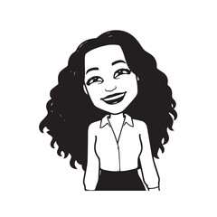 Beautiful Woman in Formal Dress Black and White Illustration Vector Art Design
