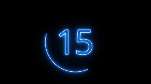 Neon shiny countdown seconds 20 to 0.