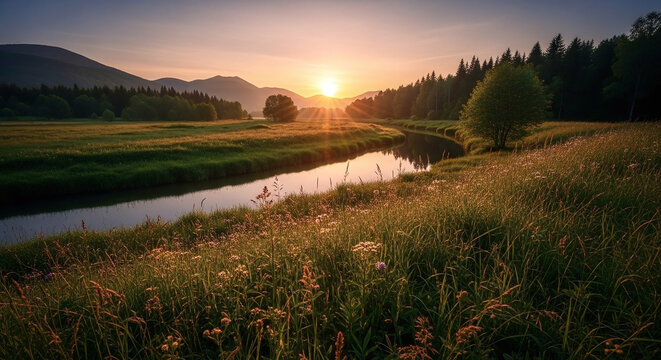 sunset in the mountains