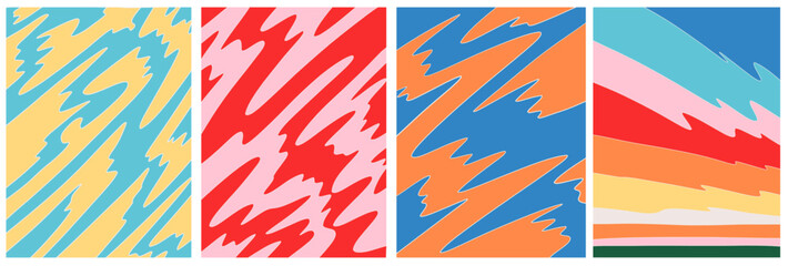 Colorful Minimalist Abstract Liquid Wavy Lines Poster Background Collection. Modern Abstract Art Design Template Set for Ads, Covers, Social Media Graphics, Shop, Discount, Sale and Flyer Decoration	